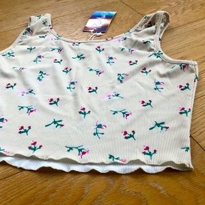 NWT FLORAL RIBBED CROP TANK TOP - S